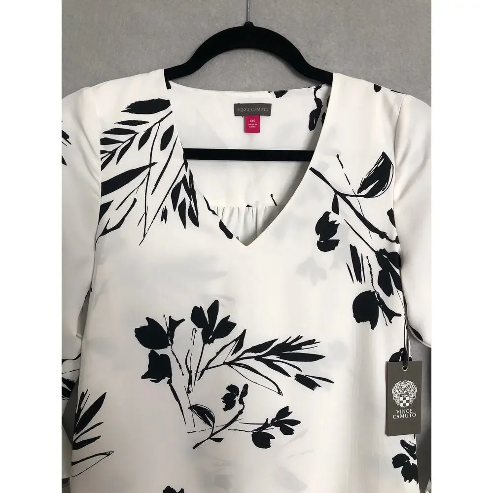 Vince Camuto Flounce Sleeve Top V-Neck Women's Size XXS NEW - Picture 5 of 7